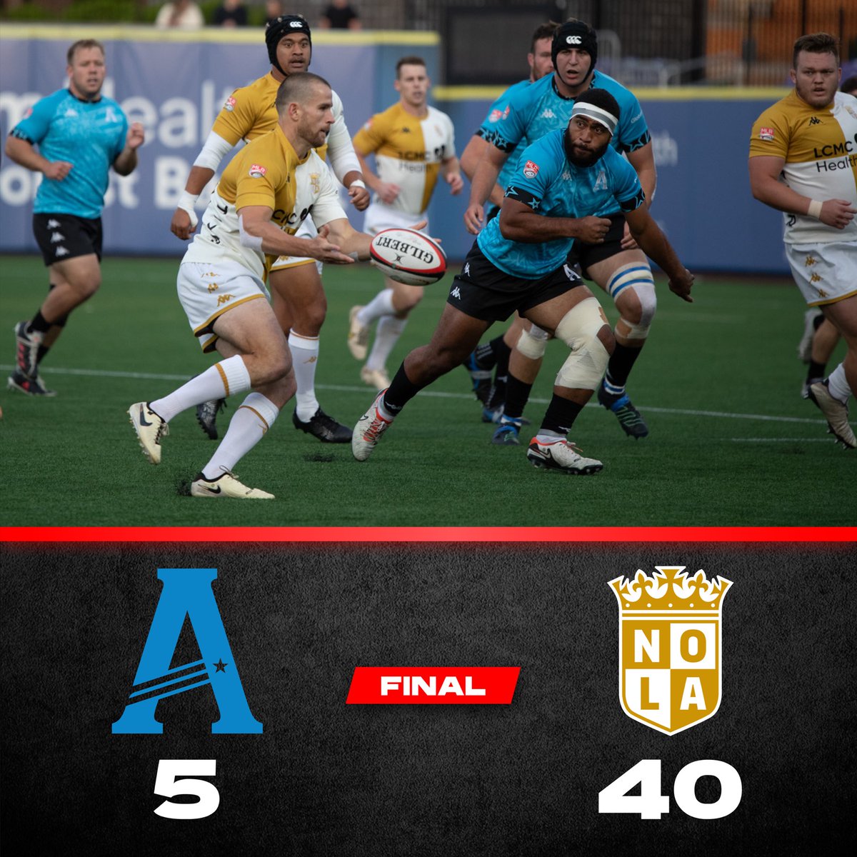 Anthem scores first, but @nolagoldrugby gets the bonus point win after an impressive performance on the road 🔥 @AnthemRugby | #MIAvNOLA | #MLR2024