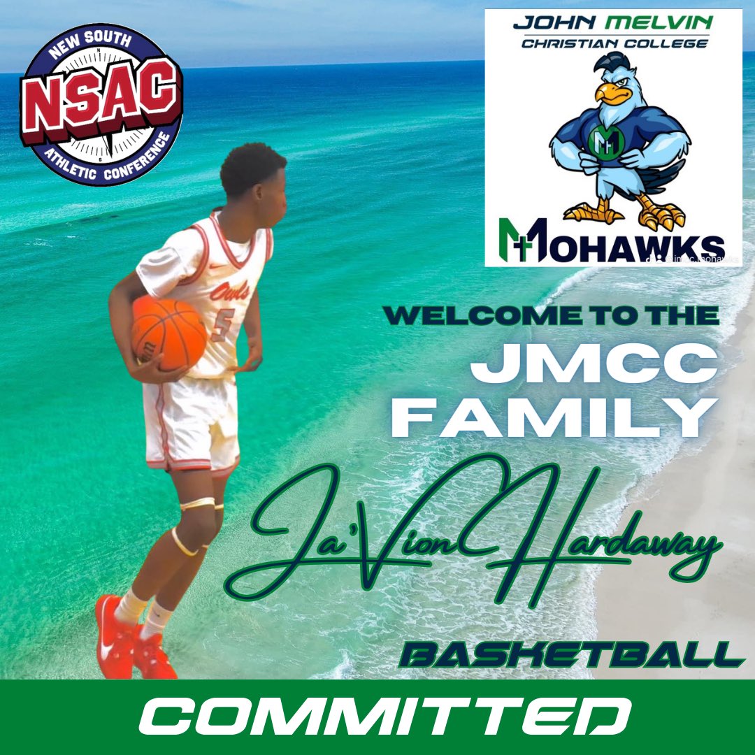 John Melvin Christian College welcomes Ja’Vion Hardaway to the JMCC Mohawks basketball program. 💙💚🏀