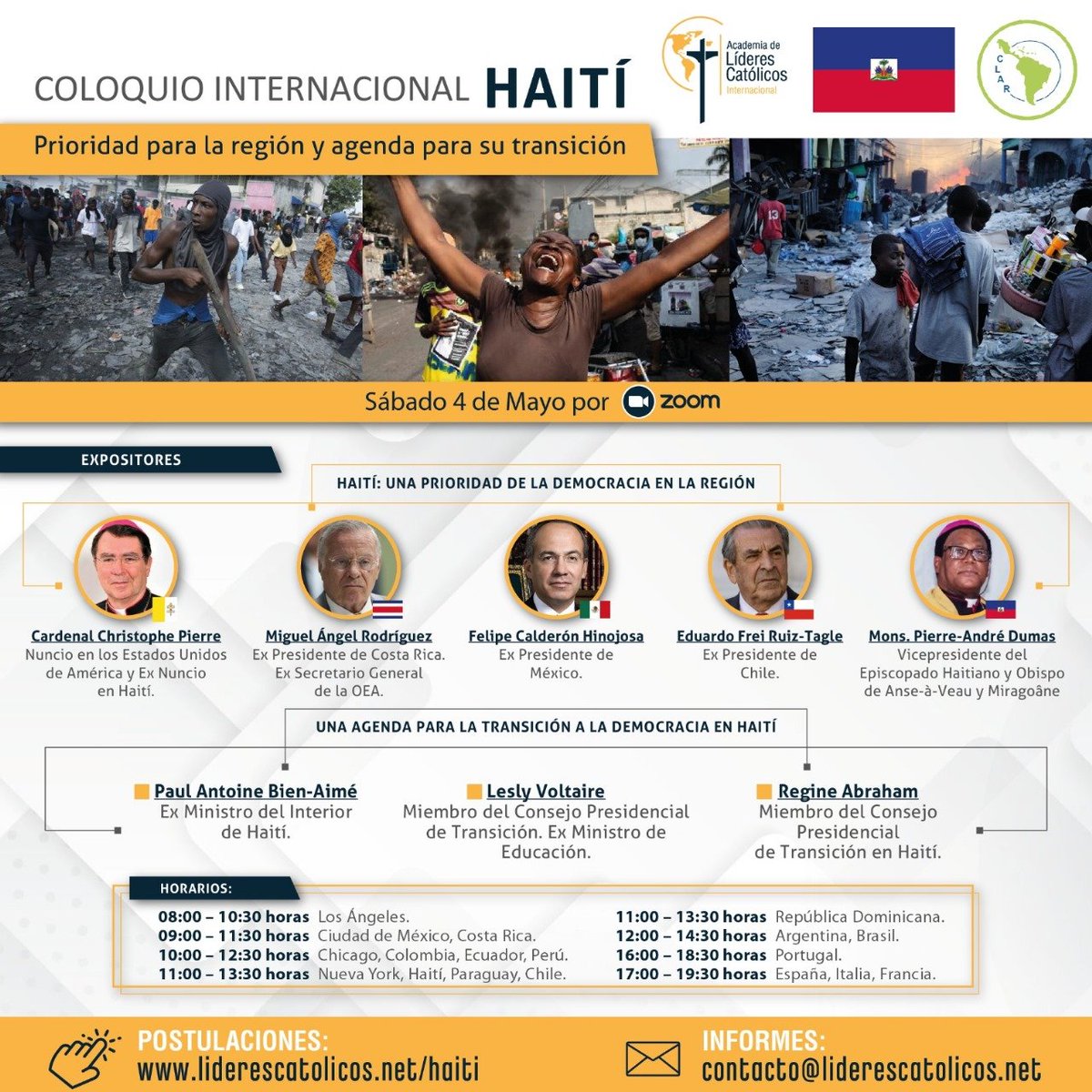 Cet événement virtuel aura lieu le samedi 4 mai 2024, à 10h00 Colombie, les personnes intéressées doivent s'inscrire gratuitement sur le lien suivant liderescatolicos.net/haiti  #NRoc