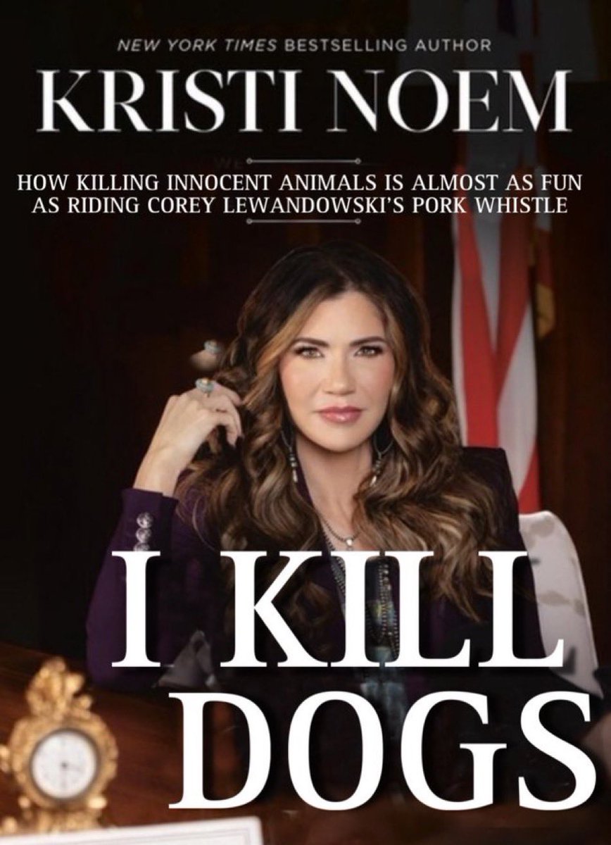 I mean, I just can’t get over it. How sick does someone have to be to not only kill a puppy and a goat but to make sure it gets in their book like it’s some kind of flex. Fucking psychotic. #KristiNoemIsAMonster