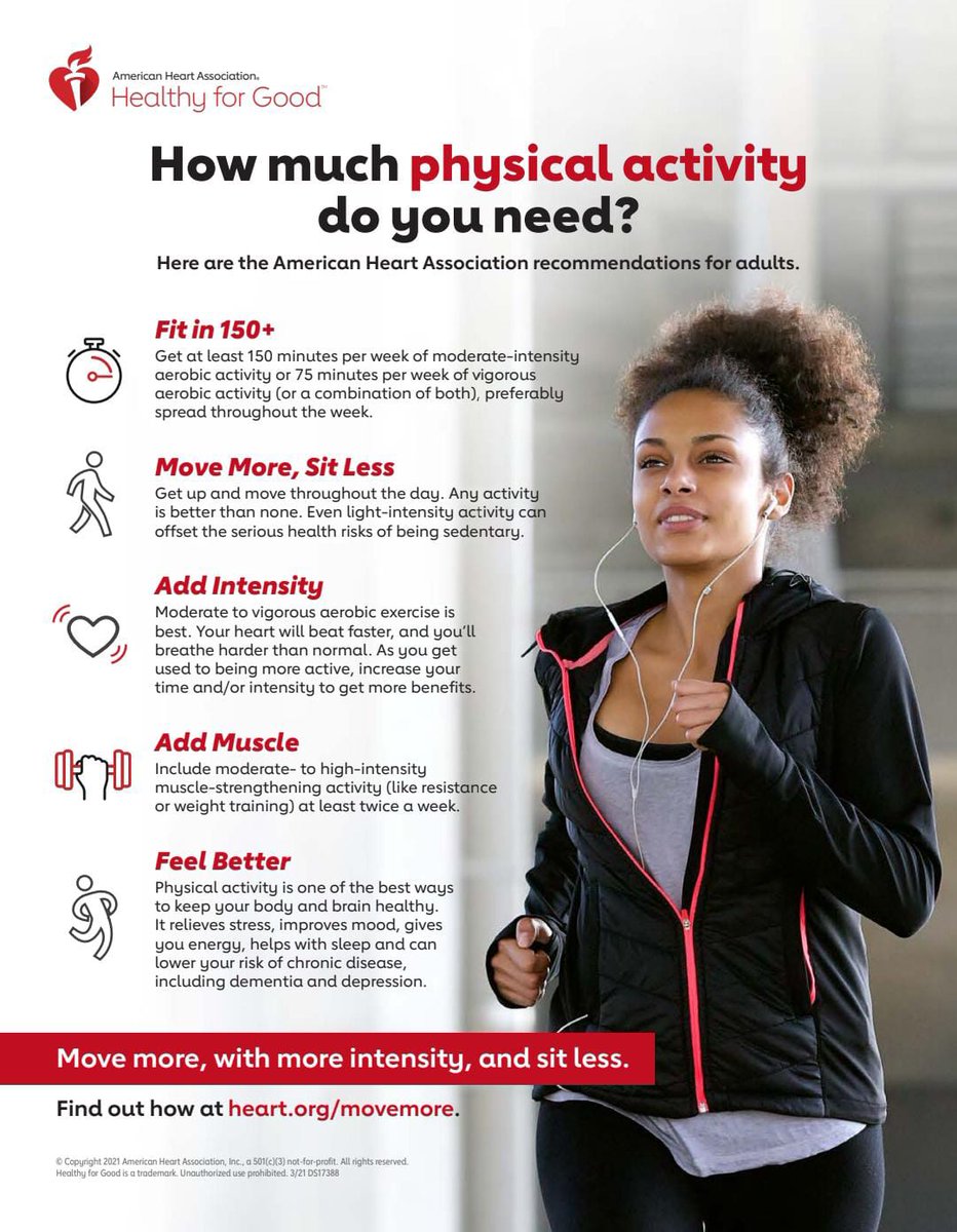 #MoveMore #ExerciseIsMedicine 

@American_Heart @WHO