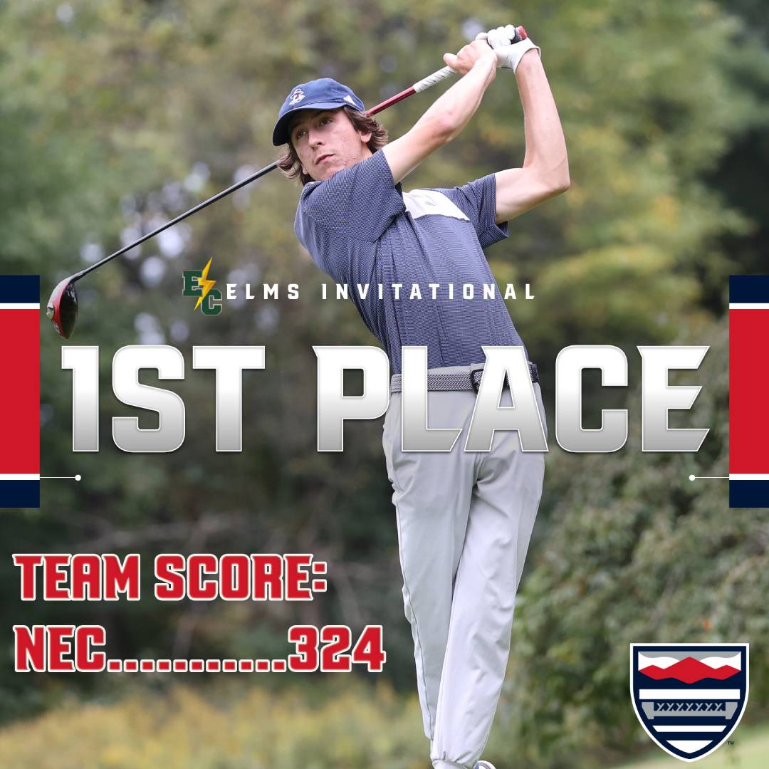 Successful outing for Men's Golf today finishing with a team score of 324 to come out on top at the Elms Invitational! #GoGrims | @newengcollege @TheGNAC