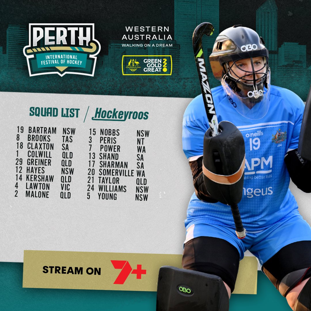 Here's who we have on the field today for Joce's 100th. Tune in from 6:30pm AEST live and free on @7plus. @CommGamesAus | @WAGovernment