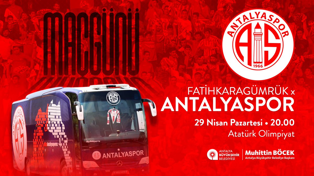 Antalyaspor’umuz, Süper Lig’in 34. haftasında FatihKaragümrük'e  konuk oluyor.

Kırmızı beyazlılarımıza 3 puan yolunda başarılar dileriz.

❤️⚽🤍#Antalyaspor #FatihKaragümrük  #SüperLig

🏟️: Atatürk Olimpiyat Stadyumu 

🗓️: 29 Nisan Pazartesi

⏰: 20.00