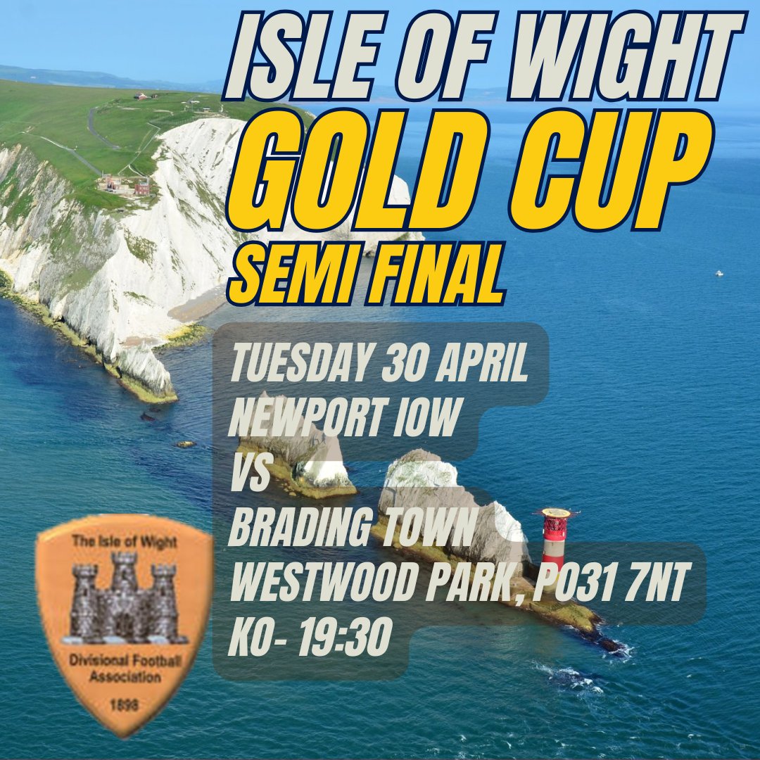 WessexLeague's tweet image. Back in the #touchlinetuesday routine once more - 30 April with @Newport_IW_FC vs @FcBradingtown - KO is 19:30 in the #IOW #isleofwight Gold Cup Semi Final, at Westwood Park, PO31 7NT