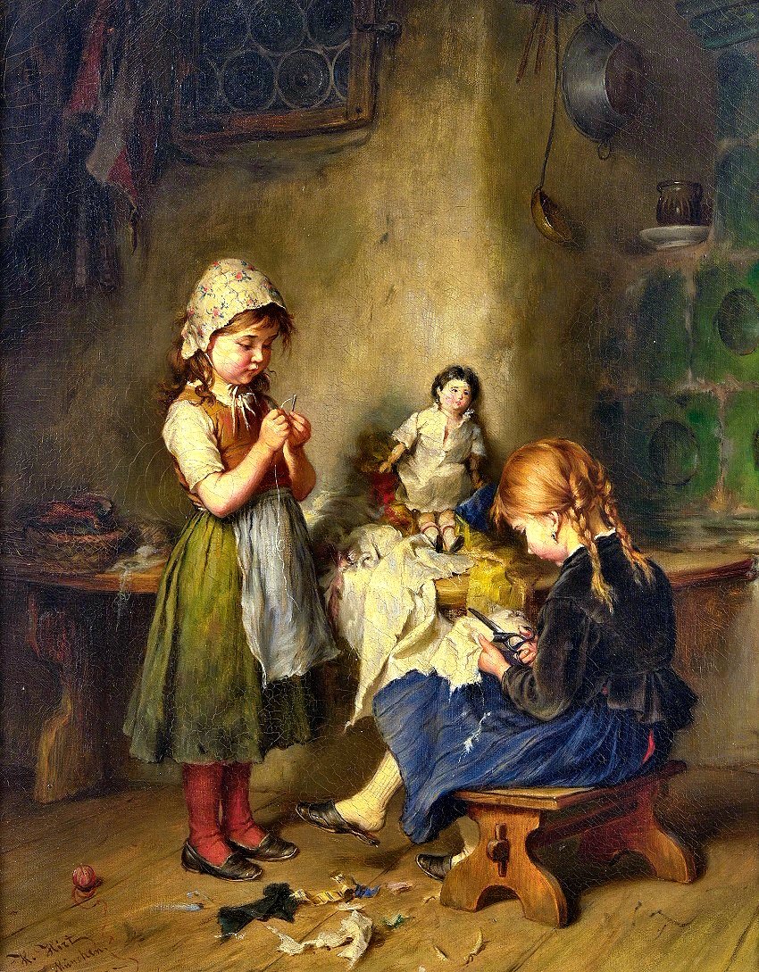 HEINRICH HIRT (GERMAN, 1841-1902) - 'THE LITTLE SEAMSTRESS'