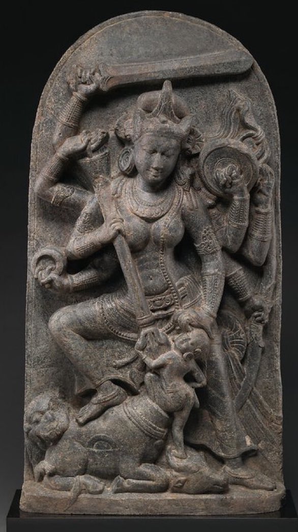 Gaya #Bihar 9th C. Pala period, Goddess Durga slaying demon Mahisasur.