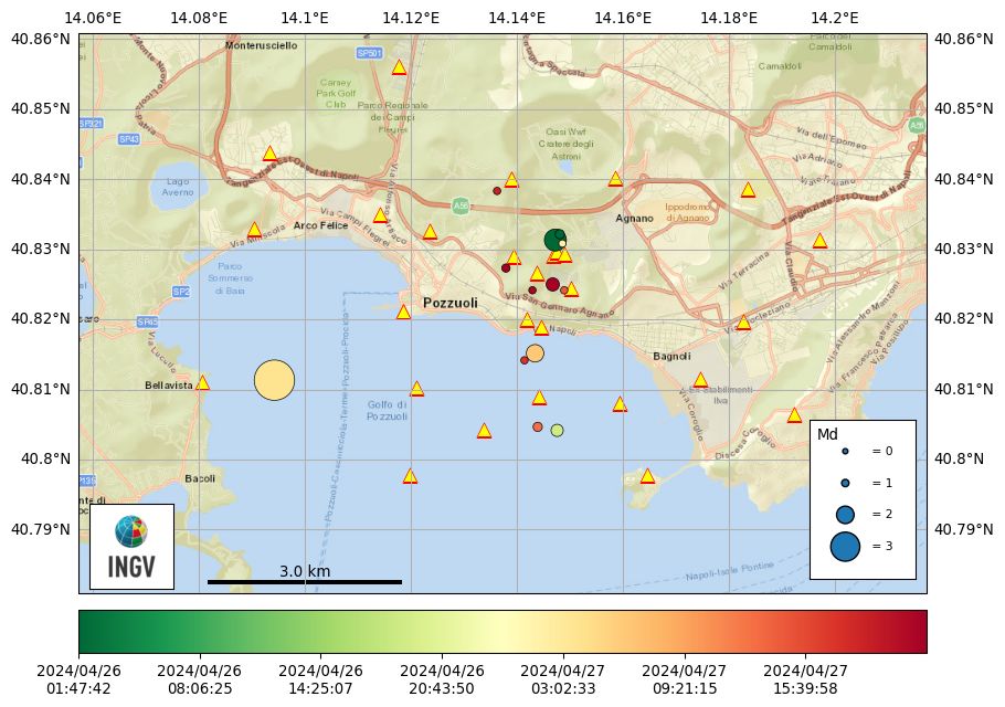 CAMPI FLEGREI - FINE SCIAME (28-04-2024 03:22) Si è concluso lo sciame sismico iniziato alle ore 1:38 (ora locale) del 24/04/2024 e costituito in via preliminare da 84 terremoti con magnitudo Md≥0.0 e magnitudo max Md=3.9±0.3. Info banca dati Gossip terremoti.ov.ingv.it/gossip/flegrei…