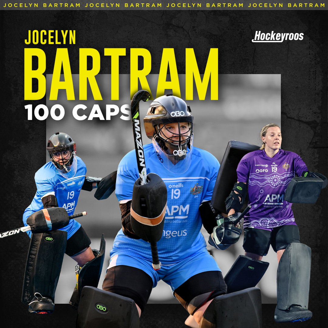 The embodiment of hard work on and off the pitch, Jocelyn Bartram is set to bring up her 100th Hockeyroos appearance when she steps onto the field for today's #PIFOH match against Japan. Congratulations on 100 Joce, well earnt 👏
