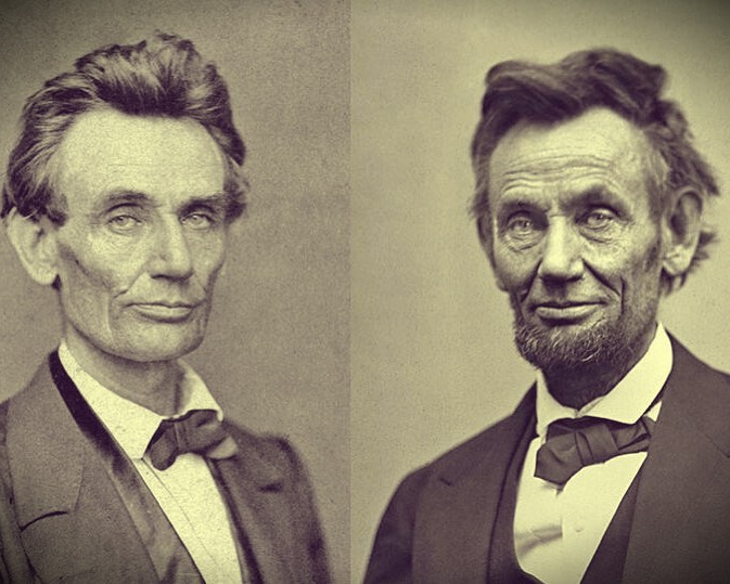 Here is Abe Lincoln before and after the Civil War.