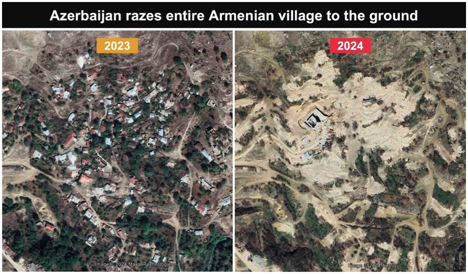 President @JoeBiden and President @vonderleyen: This is #Azerbaijan! Satellite images released reveal that an entire village (#Karintak) has been razed to the ground, so has the St. John the Baptist Church (1847) laid 2 km north of the village; a large mosque is under…