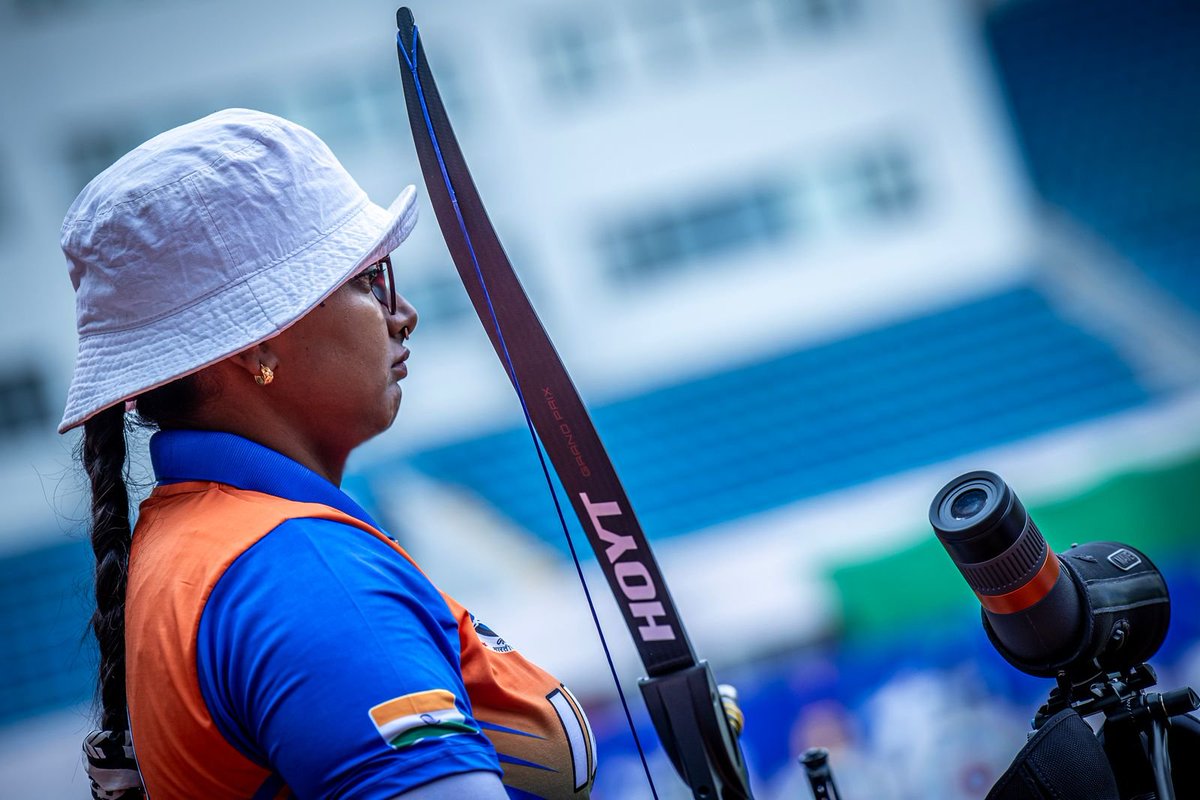 Deepika Kumari is into the women's individual Recurve FINAL at the #ArcheryWorldCup after upsetting another Korean archer! ✨🏹

📸 @worldarchery