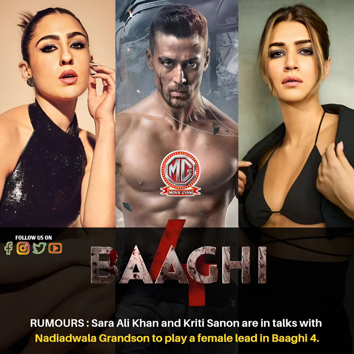 No #SaraAliKhan and #KritiSanon one only #TriptiiDimri in female lead role with #TigerShroff 😘

@NGEMovies #Baaghi4 #Baaghi #Bollywood