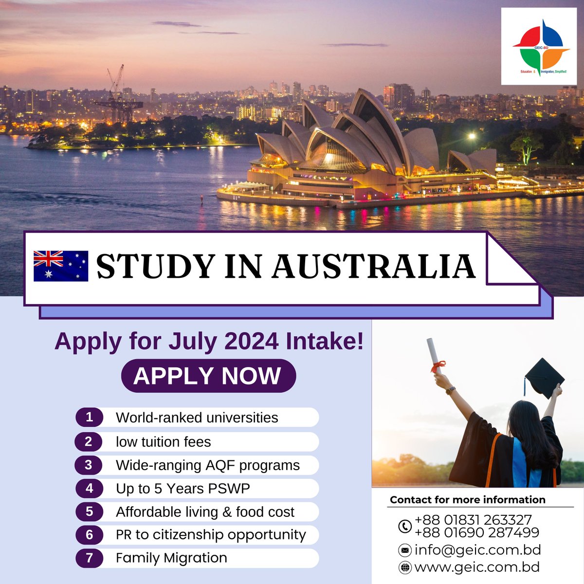 ' Make your Study Abroad dream come true '
' Study in Australia '
Apply now for Upcoming Intake July 2024
#studyaboard #studyabroad #studyaustralia #studyaesthetic #studyabroadlife #studyarchitecture #StudyAbroadJourney
#studyabroadconsultants