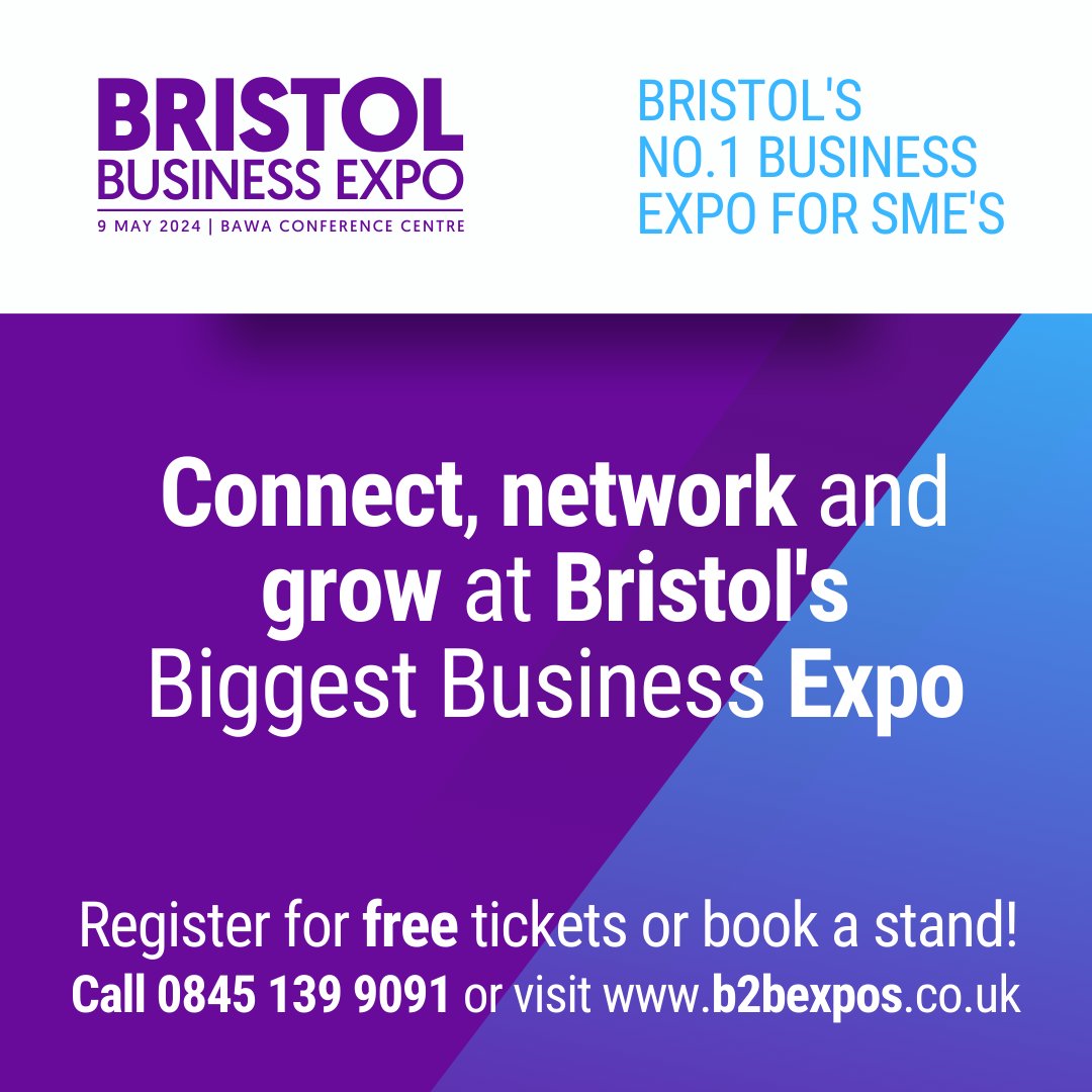 Meet with new and existing clients at Bristol Business Expo on 9th May, book your tickets here: b2bexpos.co.uk/event/bristol-… 👋🔍 #BristolExpo #BristolNetworking