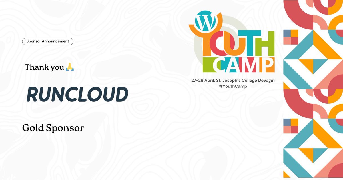 Props to @runcloud for supporting #WordPress  #YouthCamp Kozhikode 2024 as Gold Sponsor! Your support has gone a long way in making our event a reality.
events.wordpress.org/kerala/2024/yo…