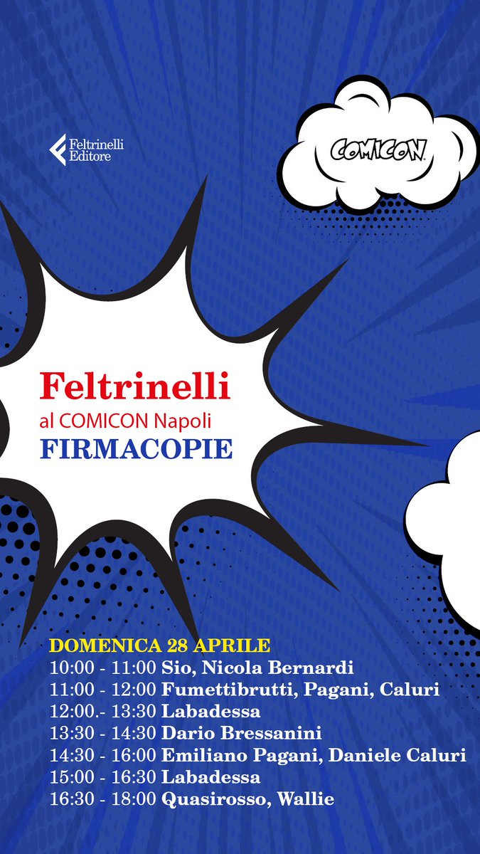 I nostri firmacopie per l'ultimo giorno del @comiconitalia #Comicon24 #FeltrinelliComics