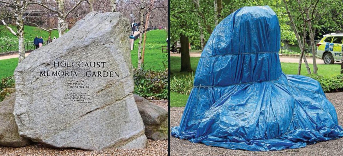 Holocaust Memorial covered up in Hyde Park before the 'we're only anti-zionist' crowd marched through.

What did they mean by this