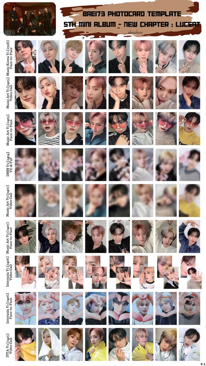 [240428] BAE173 5th Mini Album - [New Chapter : Luceat] Photocard Template  

part 1. [page 1-4] 

ctto. owners 

✅Album photocard 
✅Lucky Draw  
✅Preorder photocard event
✅Face-to-face & video call fansign event benefit 

will update it regularly~! 
#BAE173 #비에이이173…