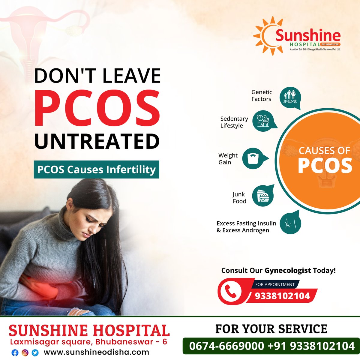 Your well-being matters. Take the first step towards managing PCOS by consulting with our skilled gynecologists at @SunshineBBSR.

For Appointment, Contact: 9338102104

#sunshinehospital #CenterOfExcellence #PCOSAwareness #PCOSsupport #GynecologyCare #gynecologist #WomenHealth
