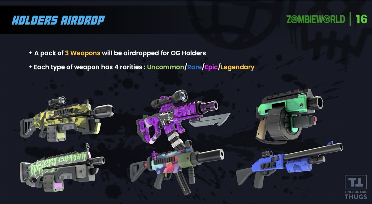 TThugsNFT's tweet image. TTHUGS IN GAME WEAPON AIRDROP #airdrop #trillionairethugs #weapons #web3 #gaming