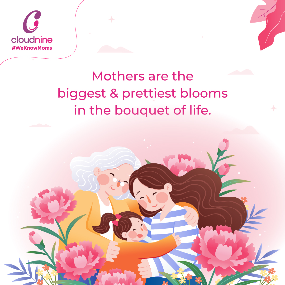 🤱Mothers are like the most magnificent and vibrant flowers in a garden. They are the foundation of a family and the ones who bring warmth, comfort and joy into our lives.👩‍👧‍👦 Drop a ❤️ if you agree and share it with your loved ones. #Weknowmoms #oncloudnine #motherlove #MomLife