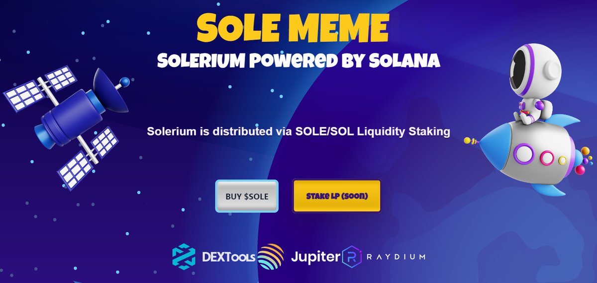 Solerium_io's tweet photo. 🚀 Solerium (SOLE) Stealth Launch Announcement! 🚀

🌟 We're thrilled to unveil the stealth launch of Solerium (SOLE), a groundbreaking token blending meme culture and decentralized finance (DeFi)! 🌟

📅 Launch Date: April 28th at 2 pm UTC
✅ Contract: H2fjXJsDJq2ghbXzcYJzQ73sWj6A26qZouLtx6wmrd6

✨ About SOLE:
Solerium (SOLE) embodies creativity, innovation, and community-driven governance. With a total supply of 1,000,000 SOLE tokens, it empowers users to actively engage in DeFi while embracing the essence of memes.

🔗 Important Links:
- 🌐 Website: https://t.co/8K1IvSWgRL
- 🐦 Twitter: https://t.co/Atnl8FMCQ9
- 🎵 TikTok: https://t.co/h6GRqYXDvJ
- 💬 Telegram Group: https://t.co/BWJSyIDHxi
- 📈 DexTools: https://t.co/8HfEKAFeCp

💰 Token Distribution:
- 200,000 SOLE for Liquidity Provision (LP Burned, Stealth Launch)
- 100,000 SOLE for Airdrop and Marketing
- 700,000 SOLE distributed through LP Staking, with 100,000 tokens released every 90 days. (Locked Pinksale)

🚀 After Launch:
Prepare for an exciting post-launch phase with Solerium! Here's what awaits:
📈 Dextools and Dexscreener Listing
📊 CoinMarketCap (CMC) & CoinGecko (CG) Listing
🌙 Moontook Trending
📣 Callers Marketing
🚀 Listing on Jupiter and Raydium DEX
...and much more!

🚀 Join the Solerium Community:
Embark on an incredible journey with Solerium! Stay tuned for updates and spread the word to fellow crypto enthusiasts. Let's shape the future of DeFi together! 🚀

#Solerium #SOLE #DeFi #CryptoRevolution #Solana #SOL