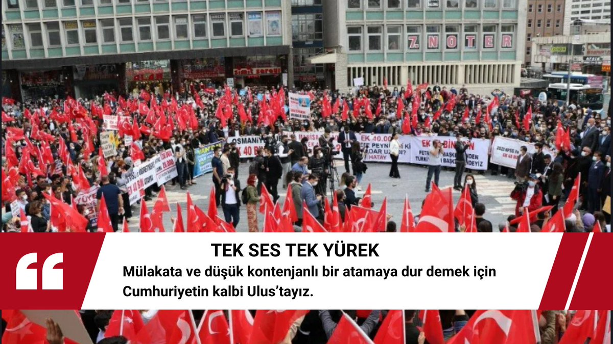 Mülakata ve düşük kontenjanlı bir atamaya dur demek için Cumhuriyetin kalbi Ulus’tayız. 28 Nisan Pazar (Bugün) 🕑 14.00 📍 Ankara Ulus Meydanı #Mülakatsız68BinÖğretmenUlusta