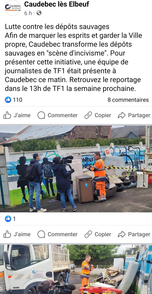 Bravo à @BonnaterreL et son équipe qui fait un travail remarquable sur la commune même à 452km de la Normandie je reste attentif aux actualités bravo, hâte de découvrir le reportage en replay sur TF1. #CaudebeclesElbeuf #ville #exemplaire