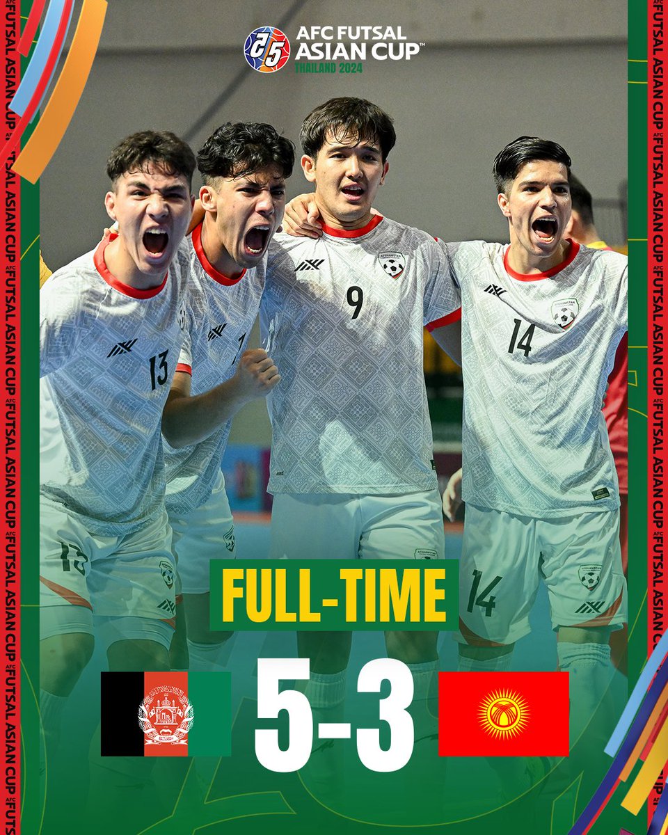 FT | 🇦🇫 Afghanistan 5️⃣-3️⃣ Kyrgyz Republic 🇰🇬 𝗧𝗛𝗘𝗬 𝗛𝗔𝗩𝗘 𝗗𝗢𝗡𝗘 𝗜𝗧! Afghanistan are heading to #FutsalWC for the first time!  #ACFutsal2024 | #AFGvKGZ