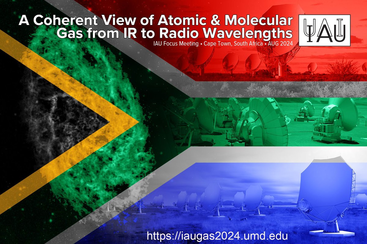 The IAU Focus Meeting 2 on 'A Coherent View of Atomic and Molecular Gas from Infrared to Radio Wavelengths' will be held at the XXXII IAU General Assembly in Cape Town, South Africa, on August 6-7, 2024. iaugas2024.umd.edu #IAUFM1 #IAUGA2024