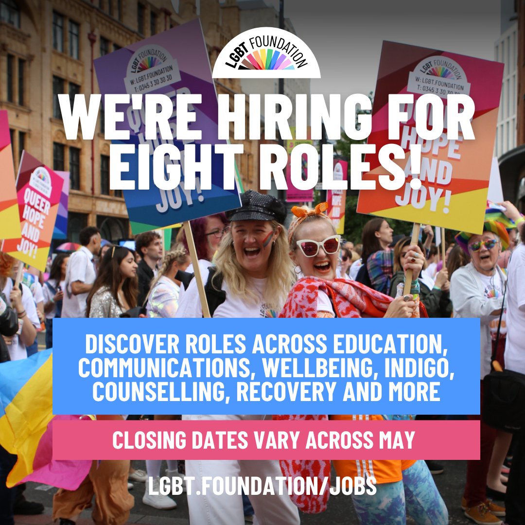 We're on a mission to spread hope and joy and are looking for people to join us! With a new role in our Recovery team now available, we have EIGHT incredible job opportunities waiting for you. If you're ready to make a life-changing impact, visit lgbt.foundation/jobs