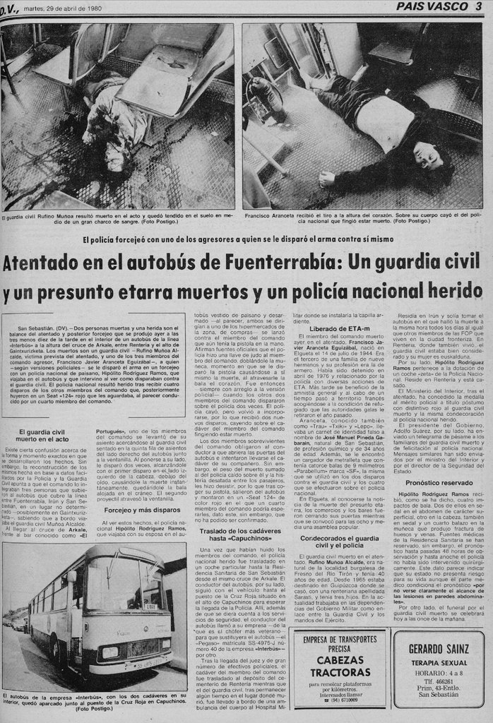 In Memoriam GC D Rufino Muñoz Alcalde, Caído por Dios y por España, ¡¡Presente!! D.E.P La Muerte no es el Final Siempre en Nuestra Memoria ¡¡Viva España!! ¡¡Arriba España!! 28/04/1980 ETA asesinaba por la espalda a balazos dentro de un autobús en Rentería rtve.es/memoriadevida/…