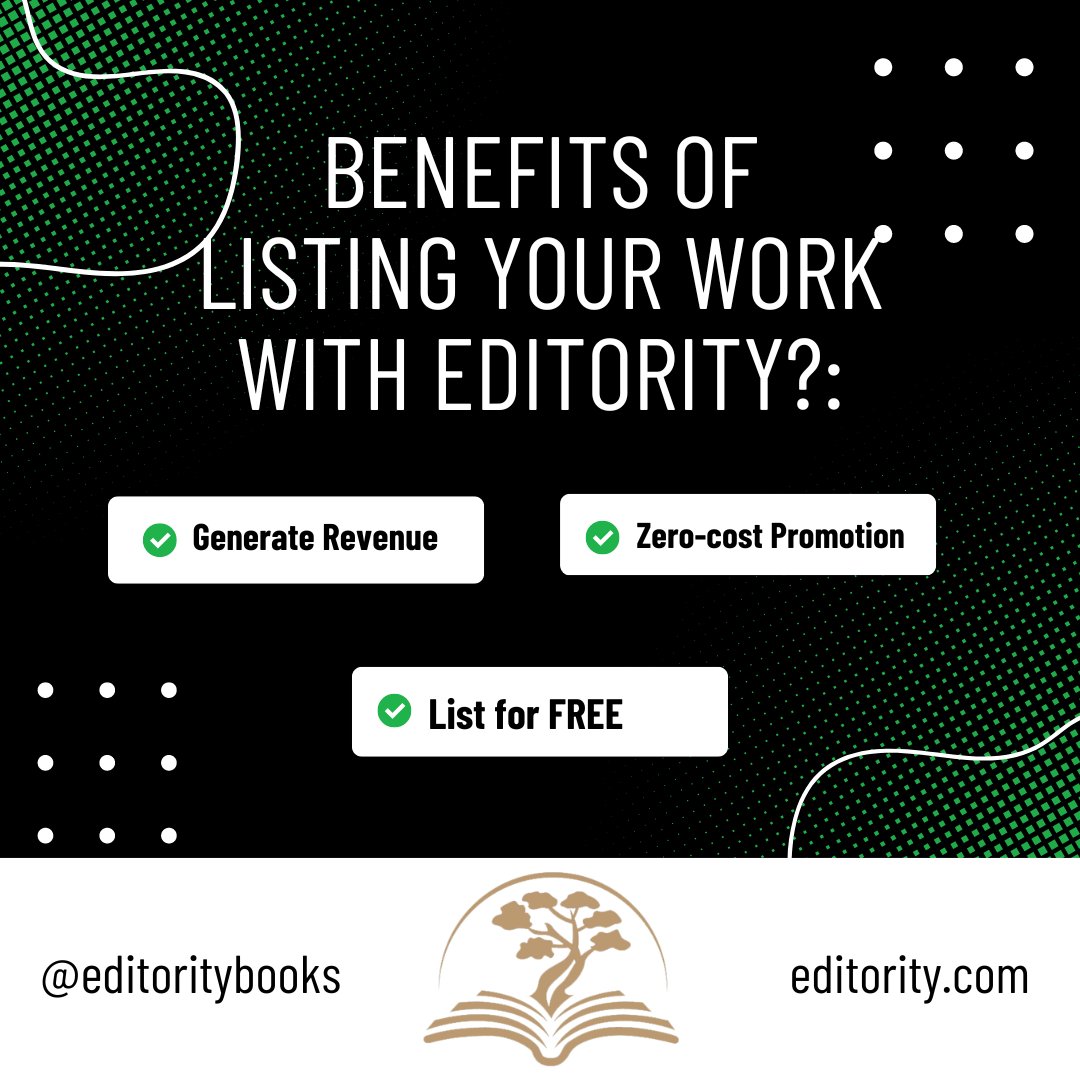 🚀Exciting news! Join Editority's Author Partnership Program today!📚✨List your creations for FREE and watch your sales soar! Plus, we'll handle the marketing materials for you!💻🎨Sign up at Editority.com #AuthorPartnership #CreatorsMarketplace #FreeSignUp #BoostSales