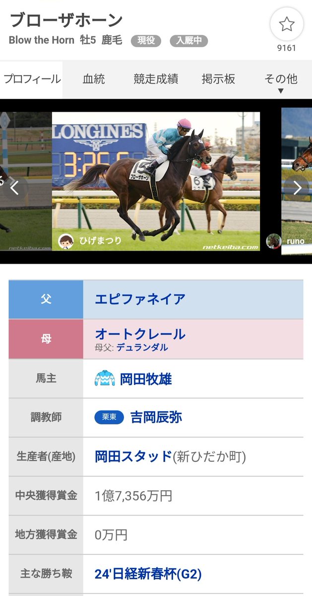 岡田会長の馬　ブローザホーン
天皇賞2着🐎✨
#天皇賞