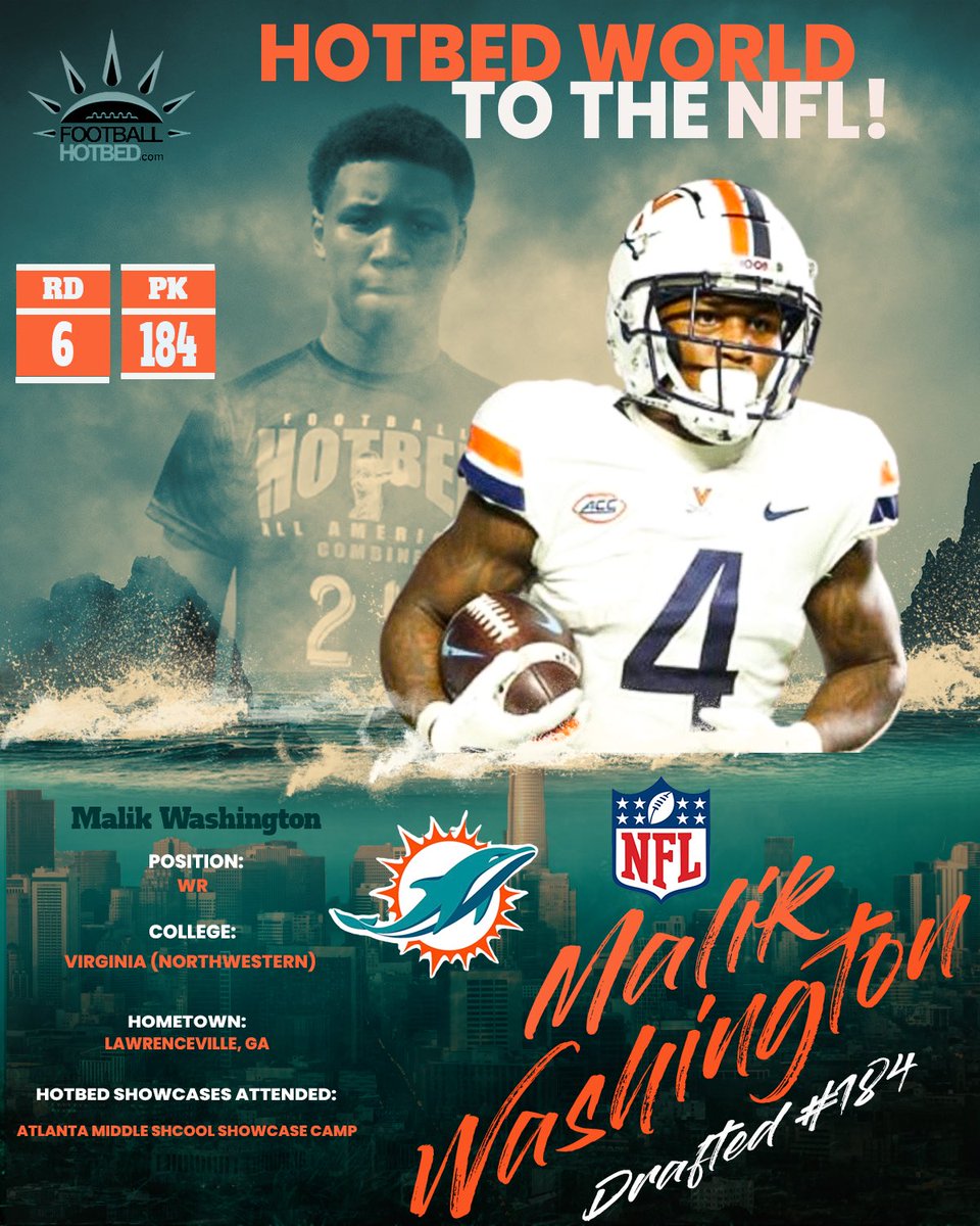 Excited for Malik Washington, who attended our first ever showcase in 8th grade and he's now on his way to South Florida to play for the Dolphins. #hotbedworld