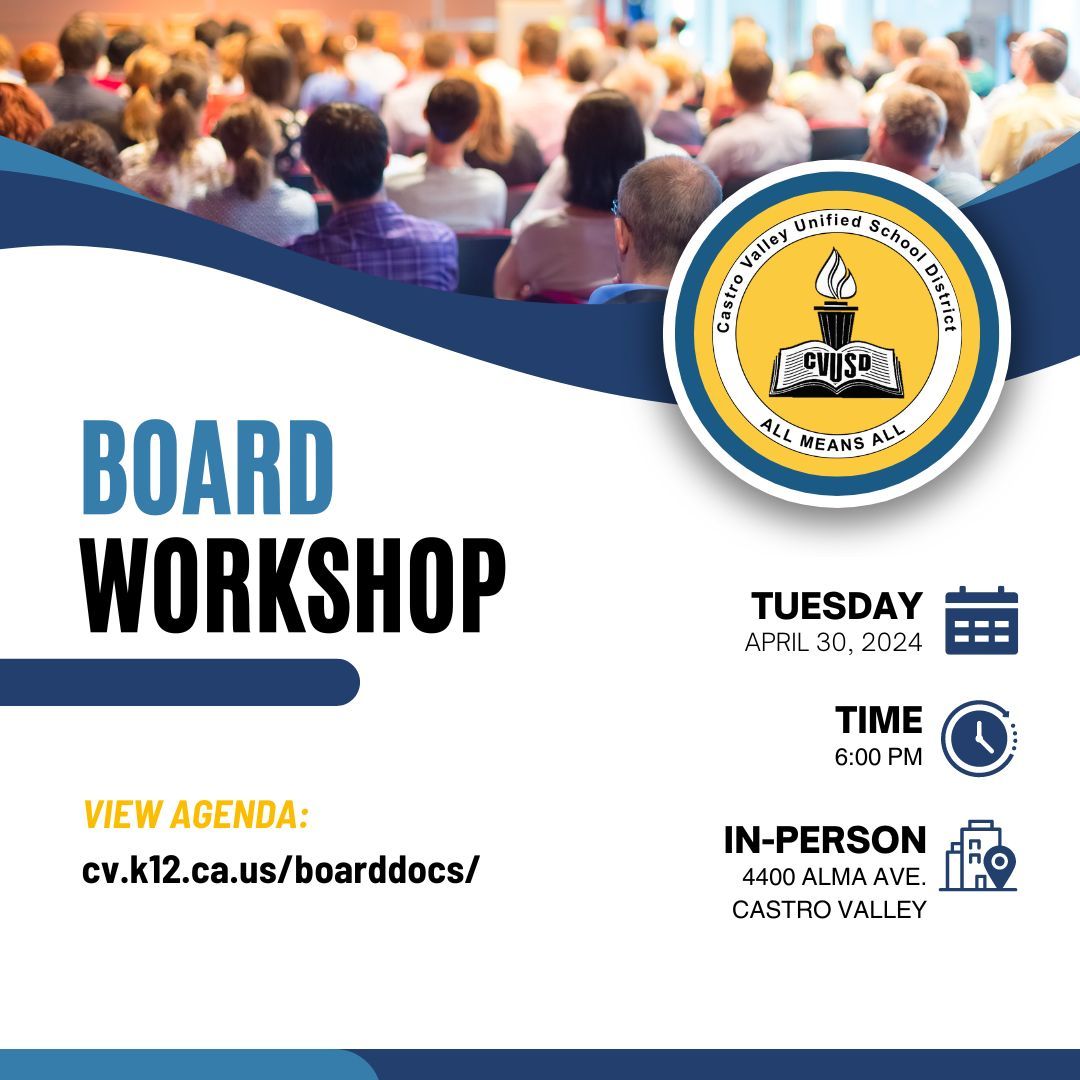 The CVUSD Board will hold a workshop on Tuesday, April 30th. View the agenda here: buff.ly/3JEQVJq