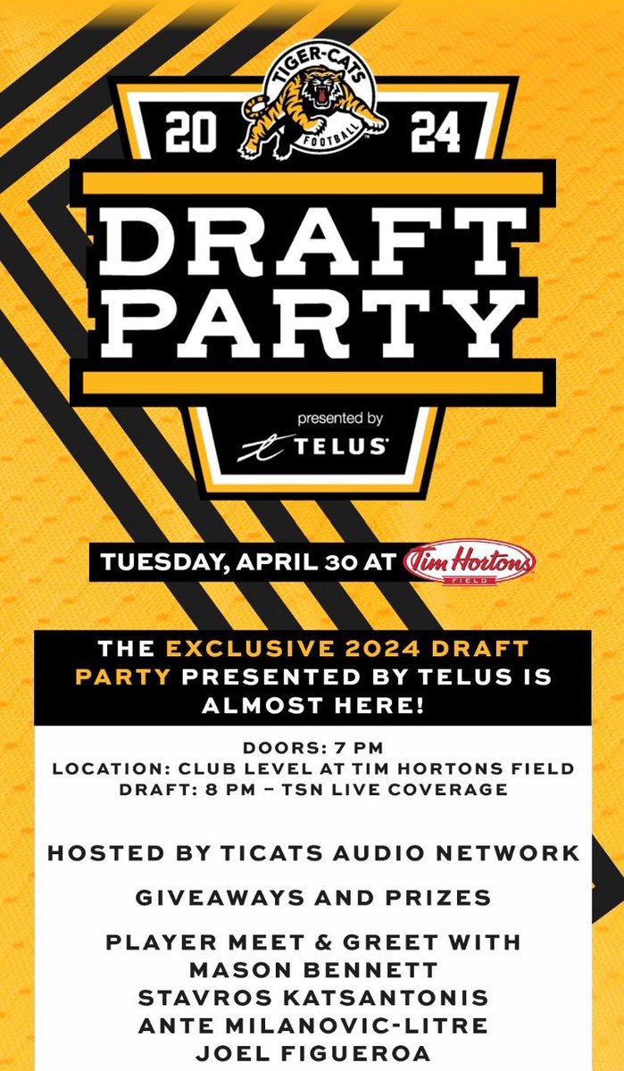 Anyone going to the #ticats #CFLDraft party?  It happens to be on my Birthday!!! 🥳 @StavrosKats