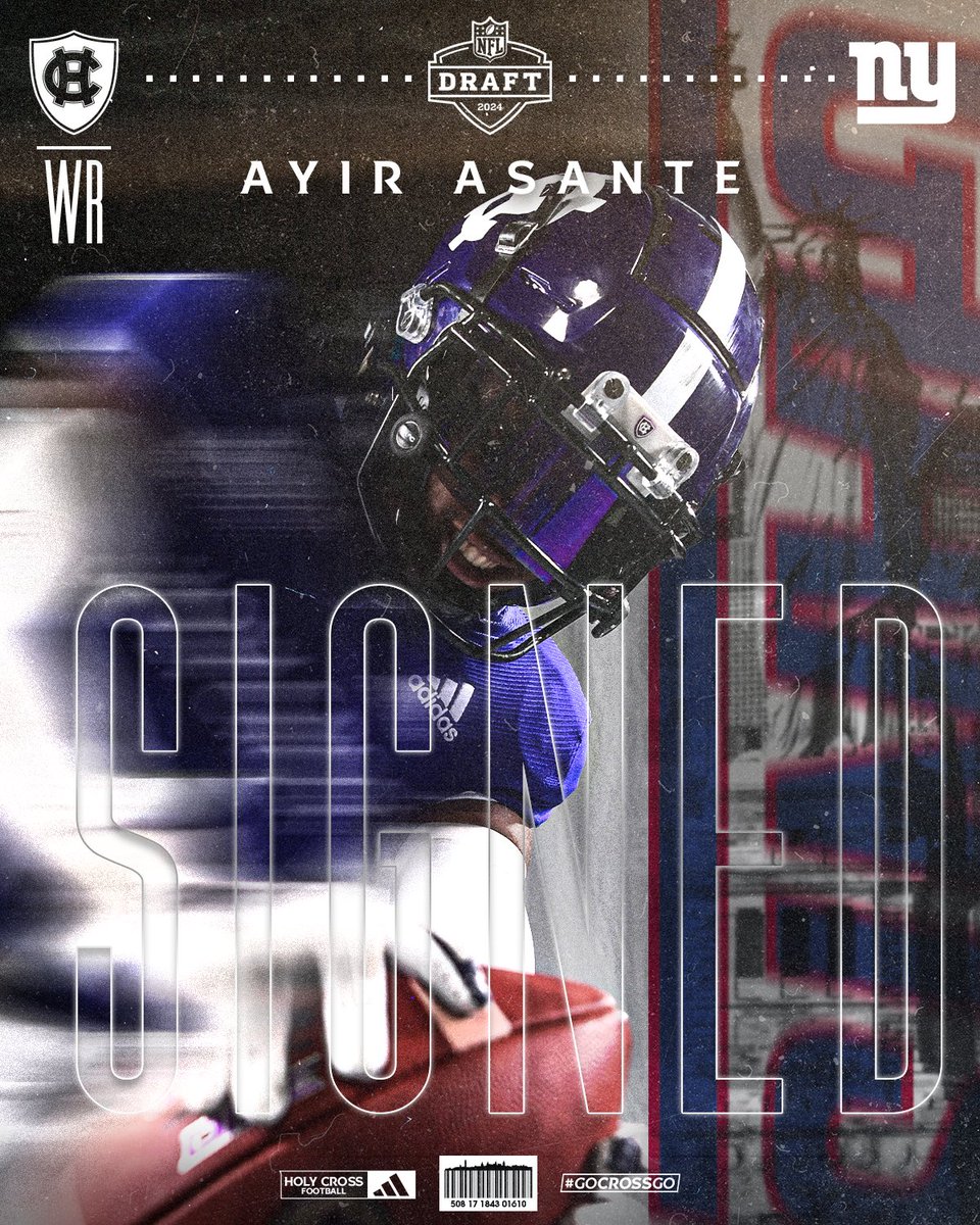 Congratulations to @AyirAsante, who has signed as an undrafted free agent with the @Giants! #GoCrossGo