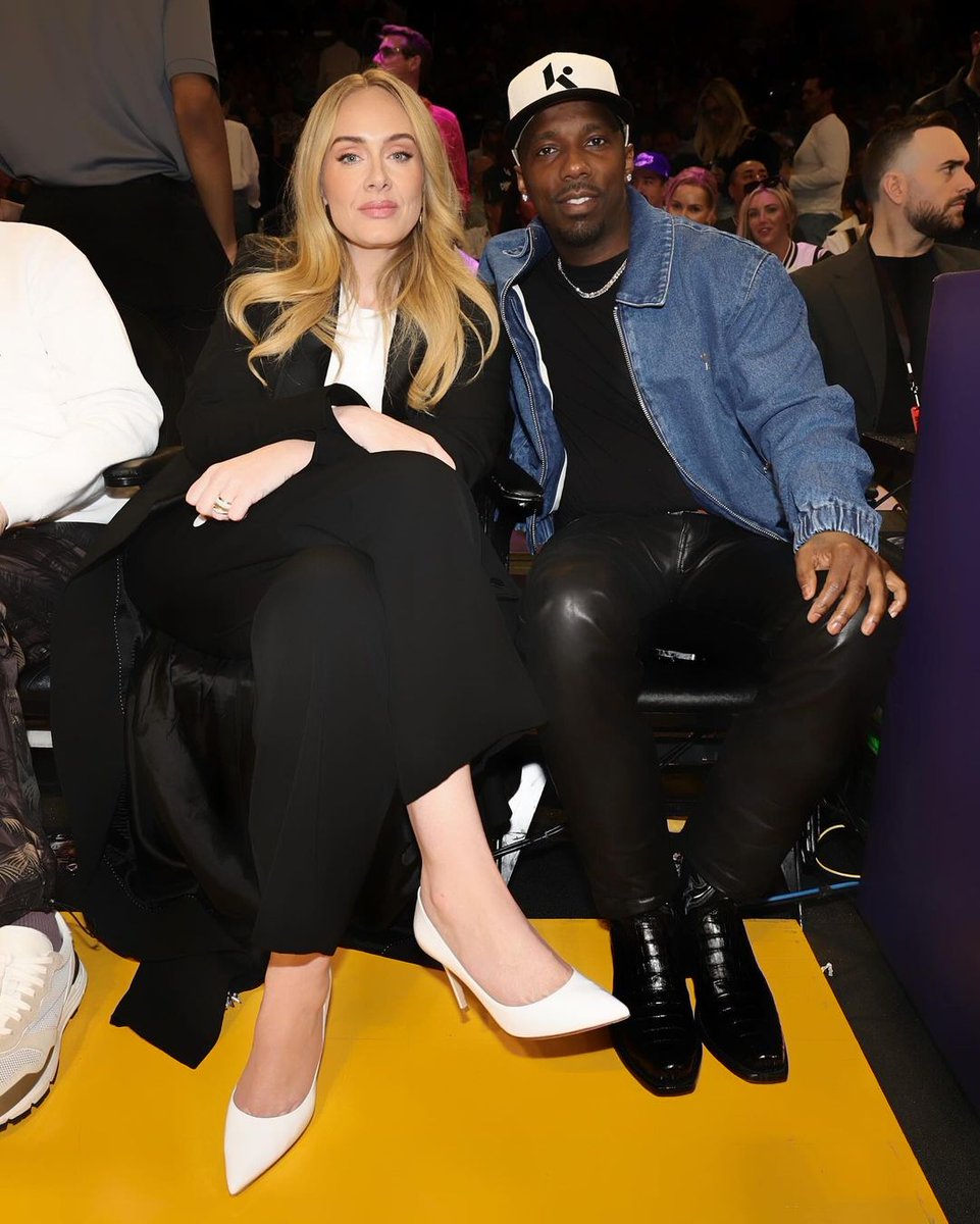 Adele and Rich Paul serving at Lakers vs. Nuggets tonight in LA