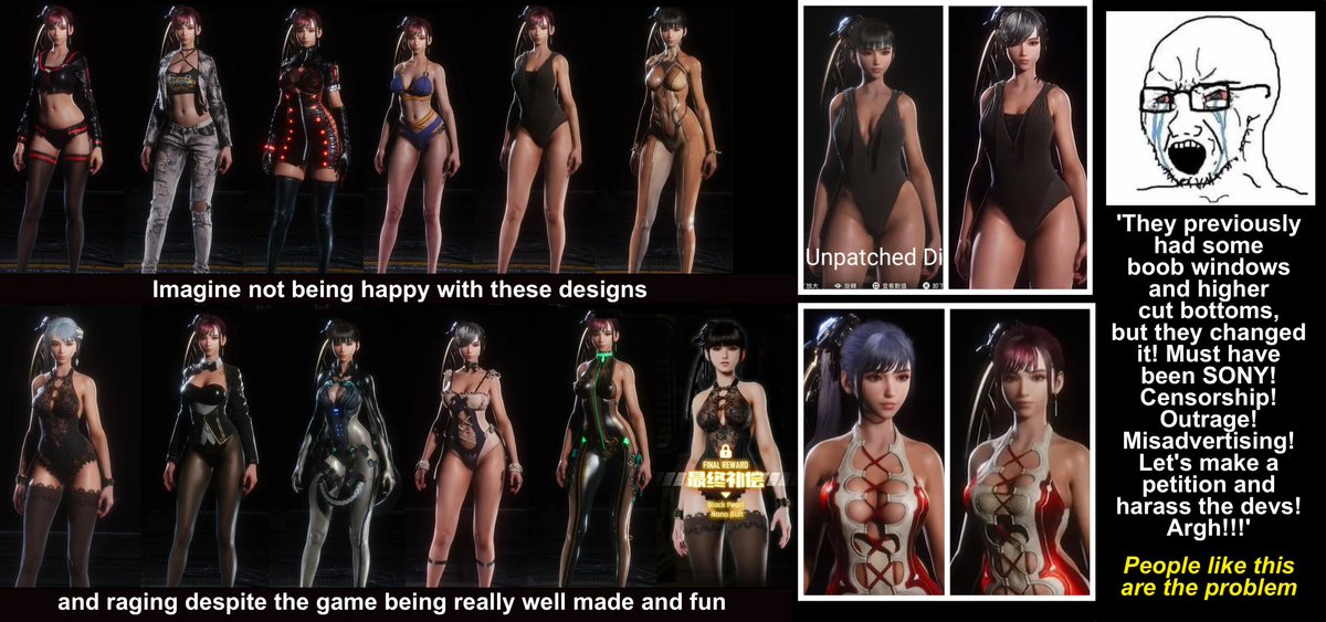 Im already so sick of this conversation. The director already stated that the outfit in the final version is what they intended to release. When these neckbeards actually touch a woman they didn't pay for I hope they look back on this and realise how fucking stupid they look