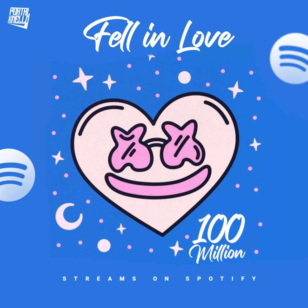 'Fell In Love' by @Marshmello and #BrentFaiyaz surpassed 100 MILLION streams on Spotify.  

— It is Mello's 29th song to reach this milestone on the platform.