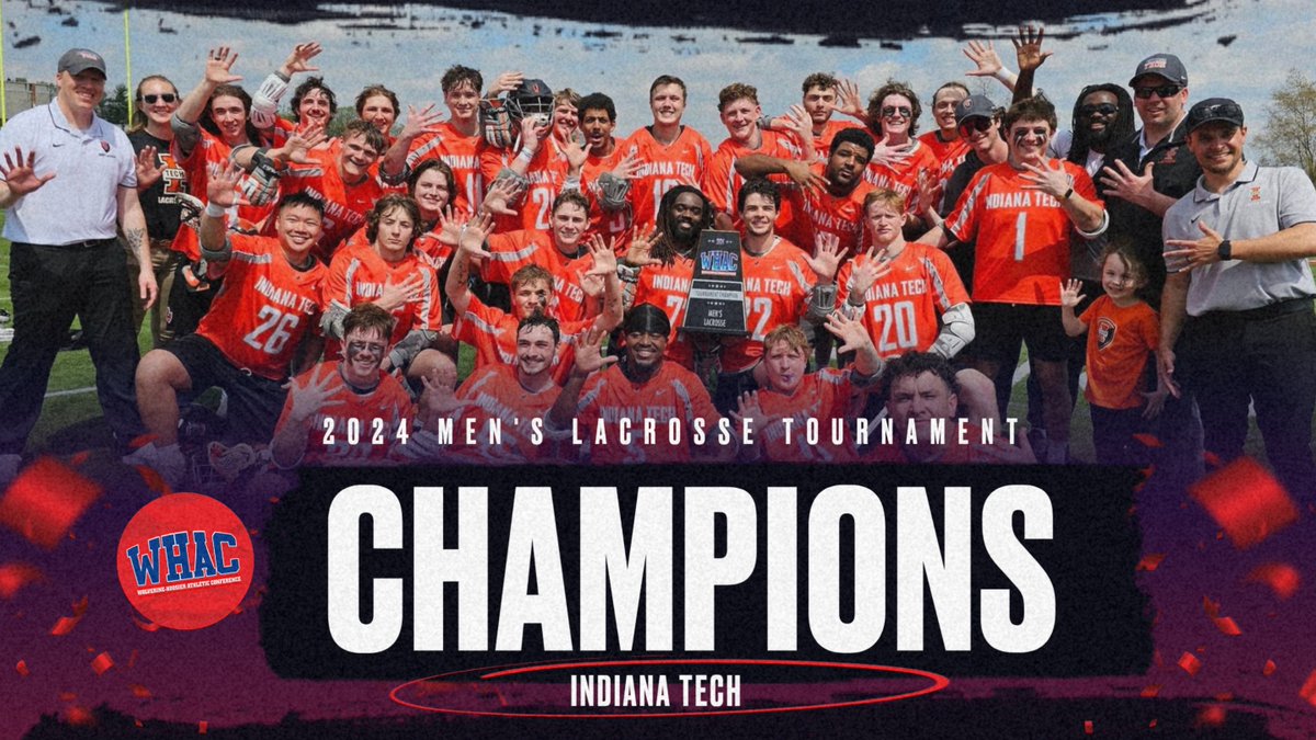 Congratulations to Indiana Tech on winning the WHAC Men's Lacrosse Tournament Championship in an OT thriller earlier today. The tournament title is their fifth consecutive.