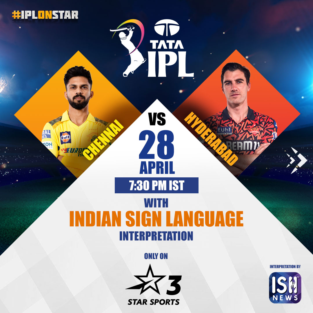 Match 46: CHENNAI vs HYDERABAD 🏏💥

Watch Live with Indian Sign Language Interpretation only on Star Sports 3. ⭐️

#IPLonStar #IPLinISL #IPL #IPL2024 #cskvssrh #TATAIPL #starsports #exclusive #Deaf #TATAIPL2024 #Accessibility #IndianSignLanguage #SignLanguage