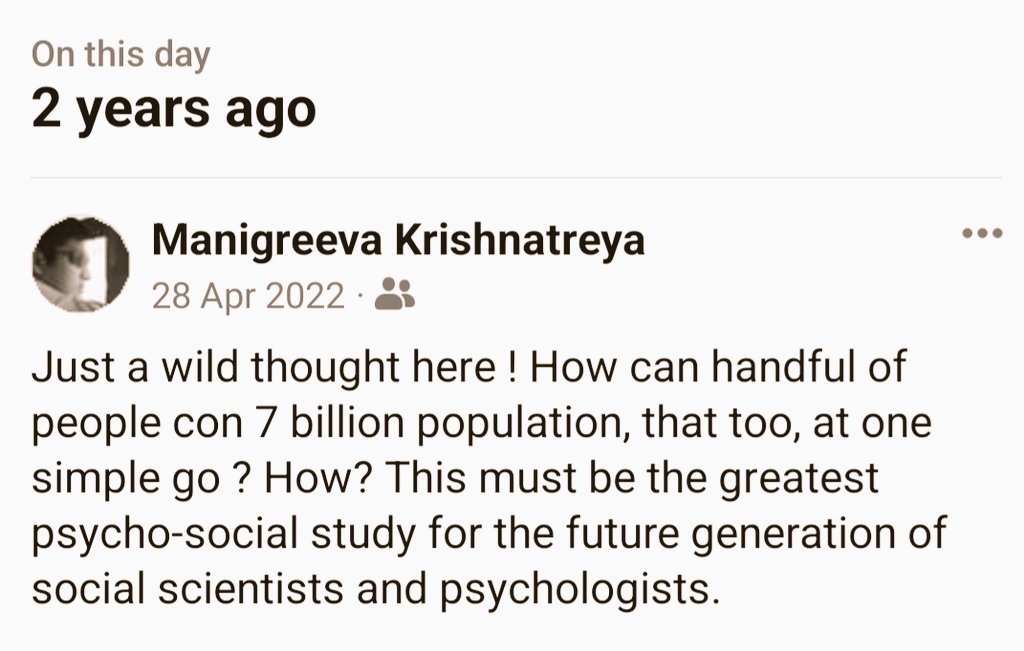 On this day, 2 years ago. 
How can handful of people con 7 billion population? #COVID_19 #CovidInquiry
Courtesy: Facebook memories