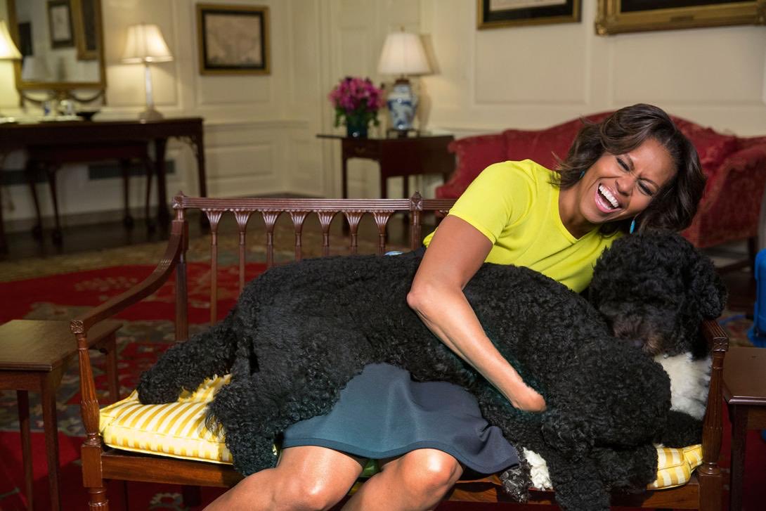 Michelle Obama, a dog hugger, not a dog shooter. #KristiNoemIsAMonster