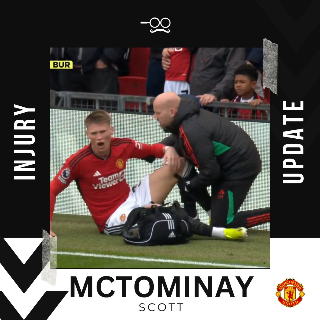 Scott Mctominay was forced off with a knee injury. Extremely unclear video, so it's hard to analyse.

However, knee looks to have collapsed in, bringing a wide range of possible injuries - ACL, MCL, Meniscus. 

Best case: Bone bruise.

Worse case: ACL (9 months).

#MUNBUR #MUFC