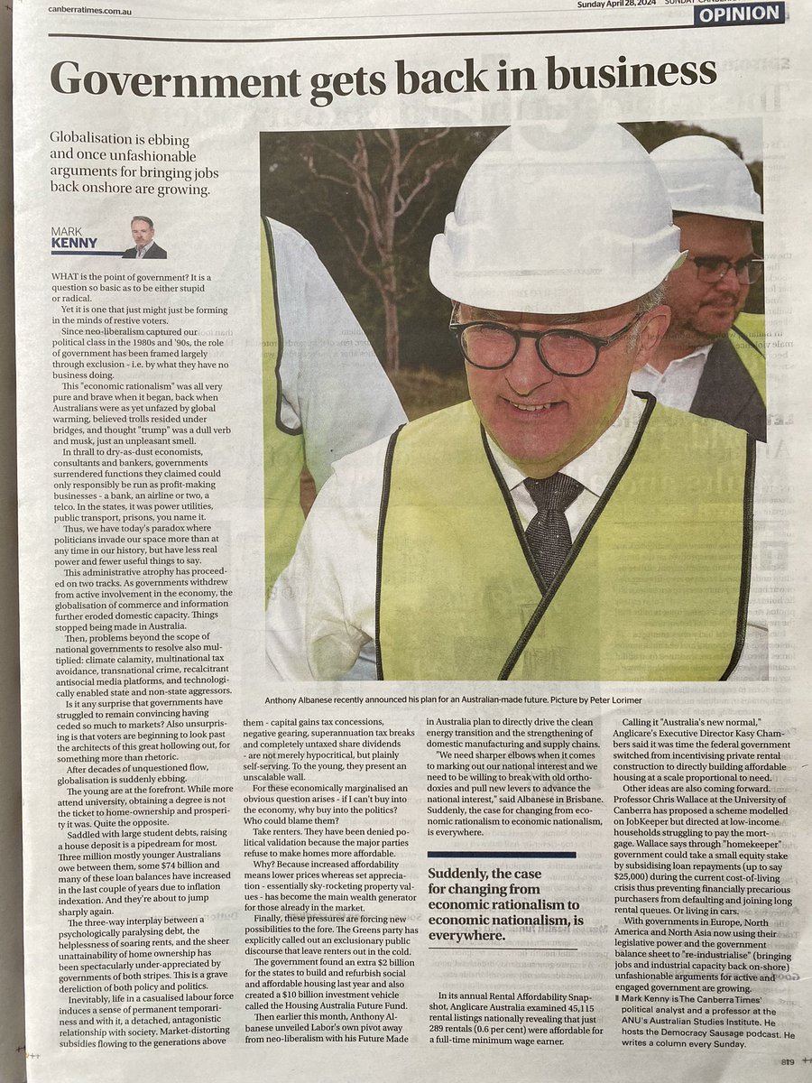 ‘What is the point of government?’ On point column from @markgkenny who says it’s a question ‘that just might be forming in the minds of restive voters’ with an appetite for more ‘active & engaged government. Yes, please! canberratimes.com.au/story/8608233/… #auspol 1/