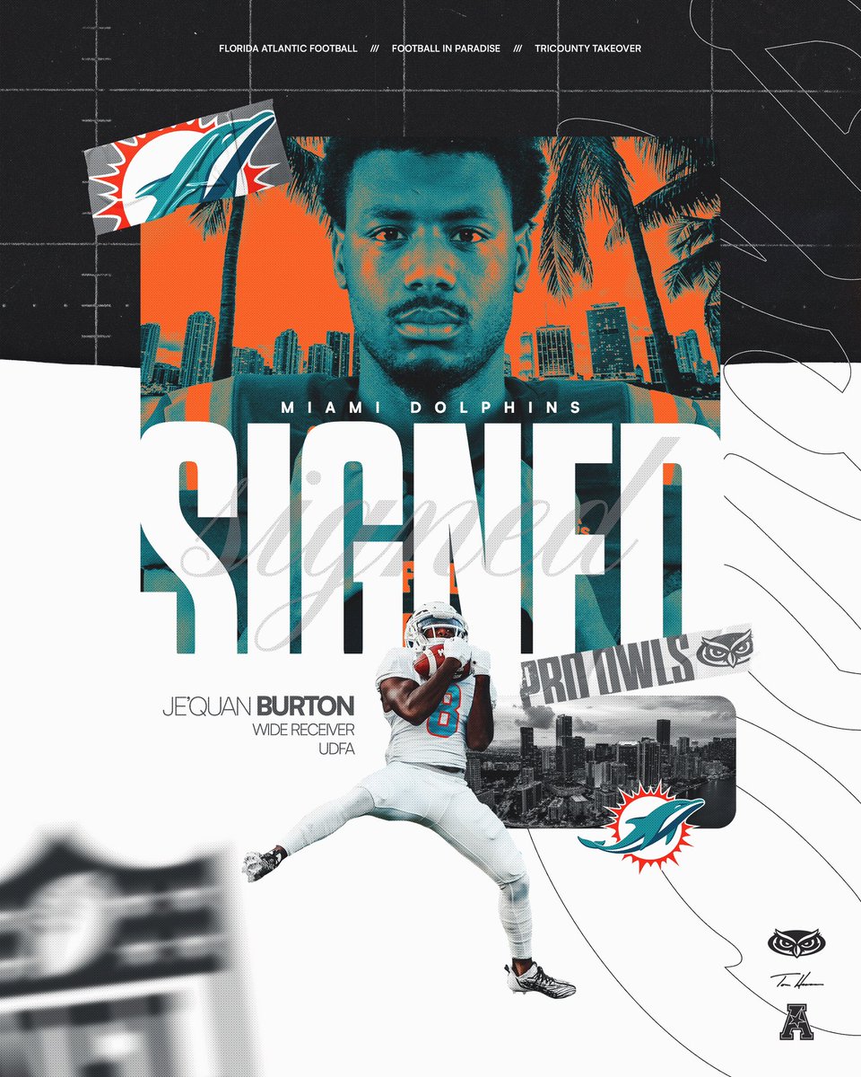 FAUFootball's tweet photo. signed✍️ @MiamiDolphins 

@JeQuanBurton5 is staying in South Florida!

#TriCountyTakeover
#ProOwls https://t.co/d3IvItmzrN