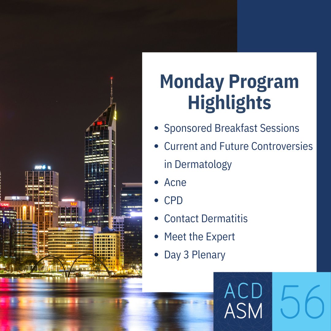 The final day of the ASM features Current and Future Controversies in Dermatology, CPD, Contact Dermatitis, Acne and the Closing Plenary featuring Futurist Gihan Perera all in time for those travelling interstate to take the buses provided to the airport. acdasm.com.au